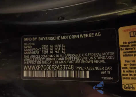 2015 Mini Hardtop Cooper S z USA, uszkodzony, nr VIN WMWXP7C50F2A33748